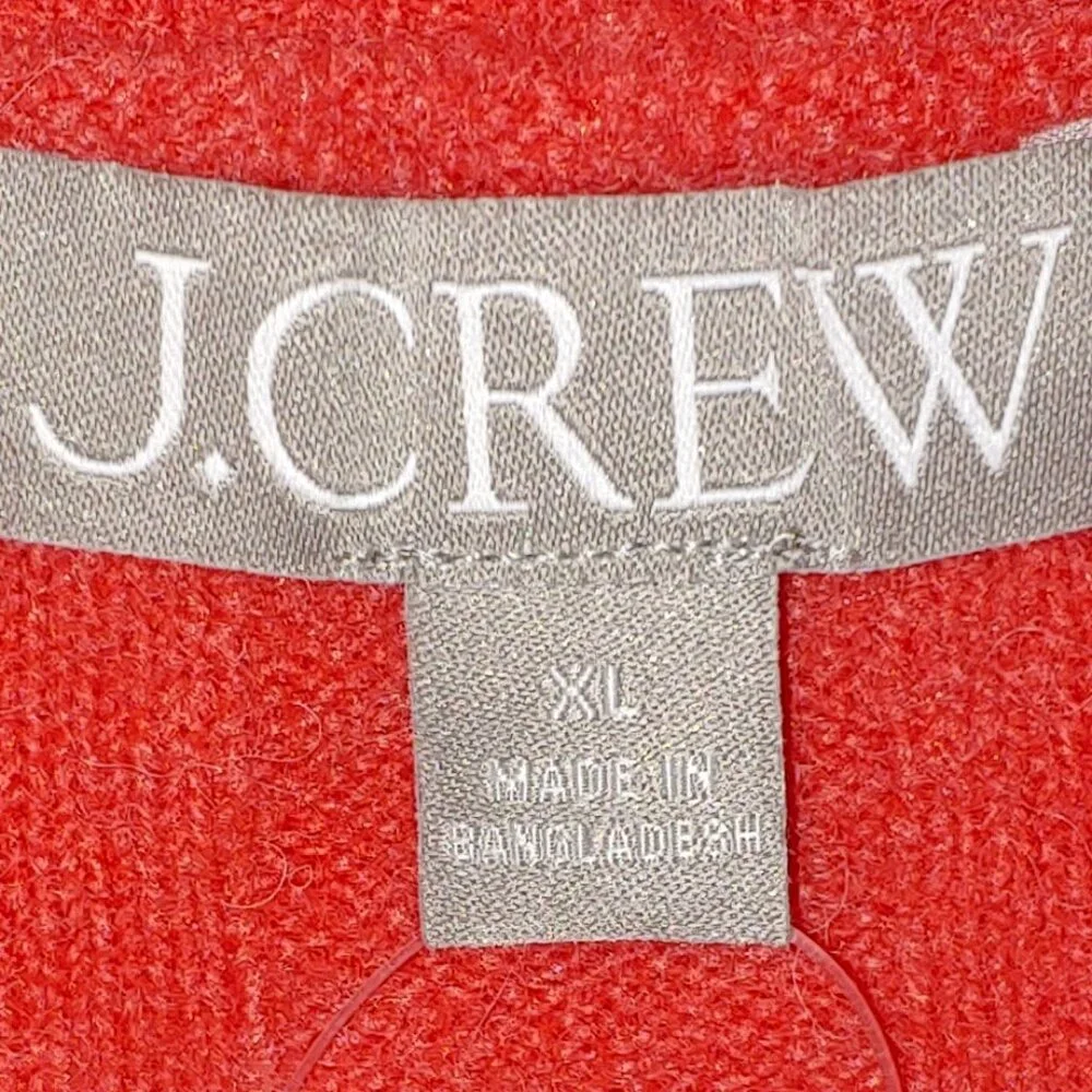 J.Crew Merino Wool Mock Neck Sweater Size XL Coral Orange